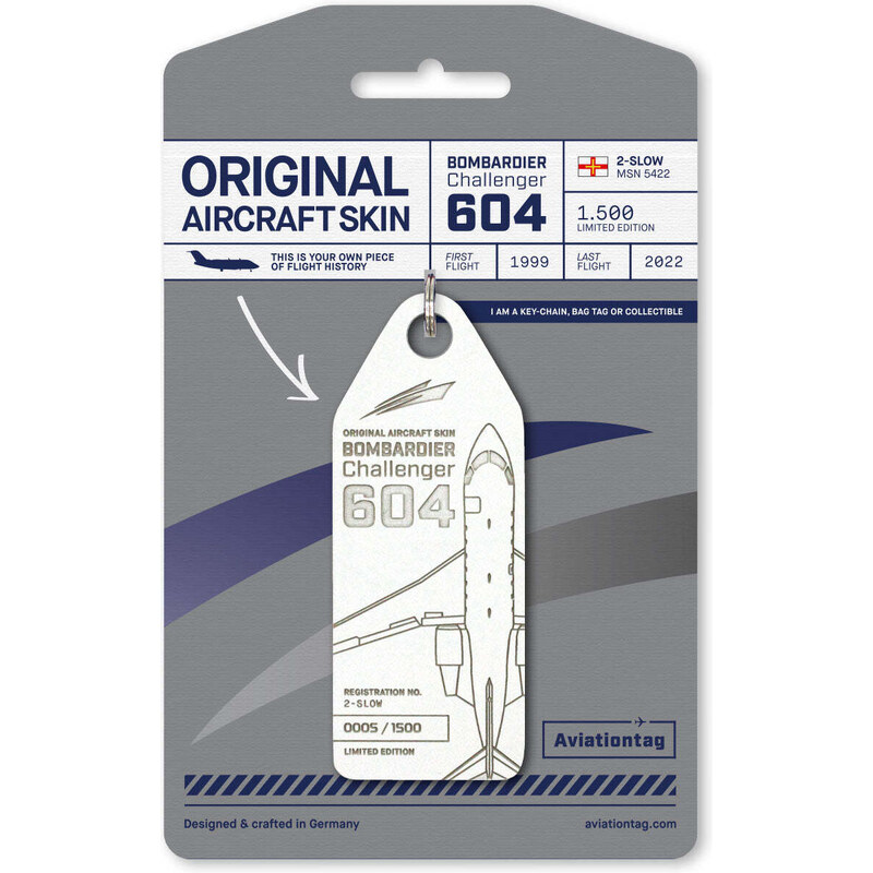 AVIATIONTAG Přívěsek z letadla Bombardier Challenger 604 - 2-SLOW bílý 82998403