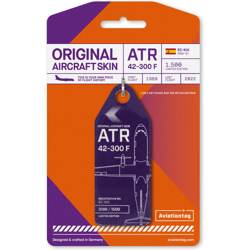 AVIATIONTAG Přívěsek z letadla ATR 42 - EC-KAI purpurový 82998404