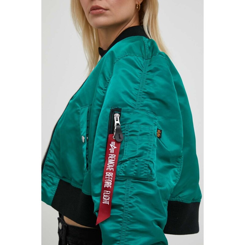 Bunda Alpha Industries MA-1 BOXY WMN dámská, zelená barva, přechodná