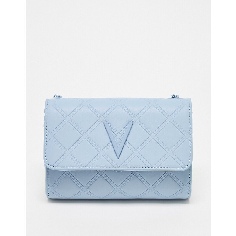Valentino Bags Blush quilted crossbody foldover bag in pale blue