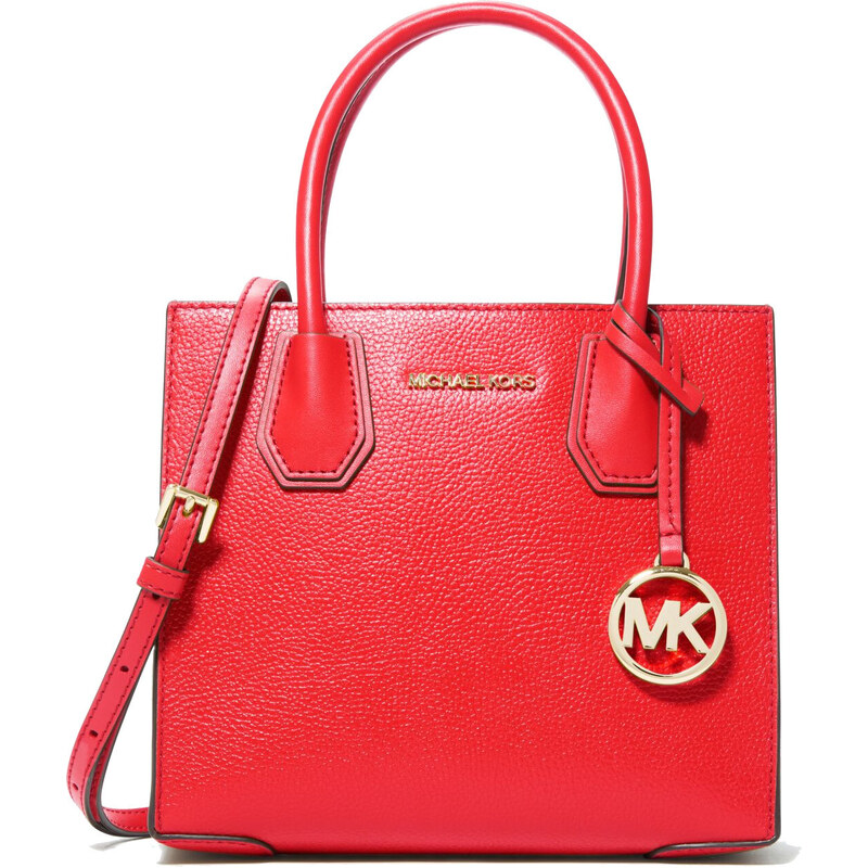 Michael Kors Mercer Medium Pebbled Leather Crossbody Bag Sangria