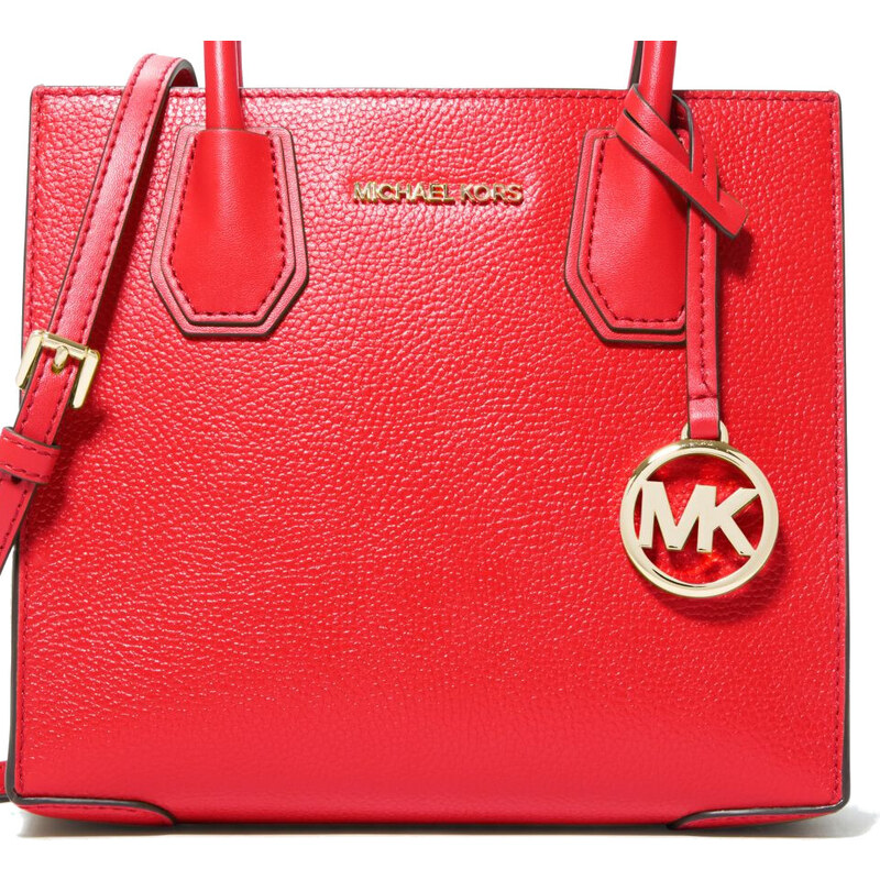 Michael Kors Mercer Medium Pebbled Leather Crossbody Bag Sangria