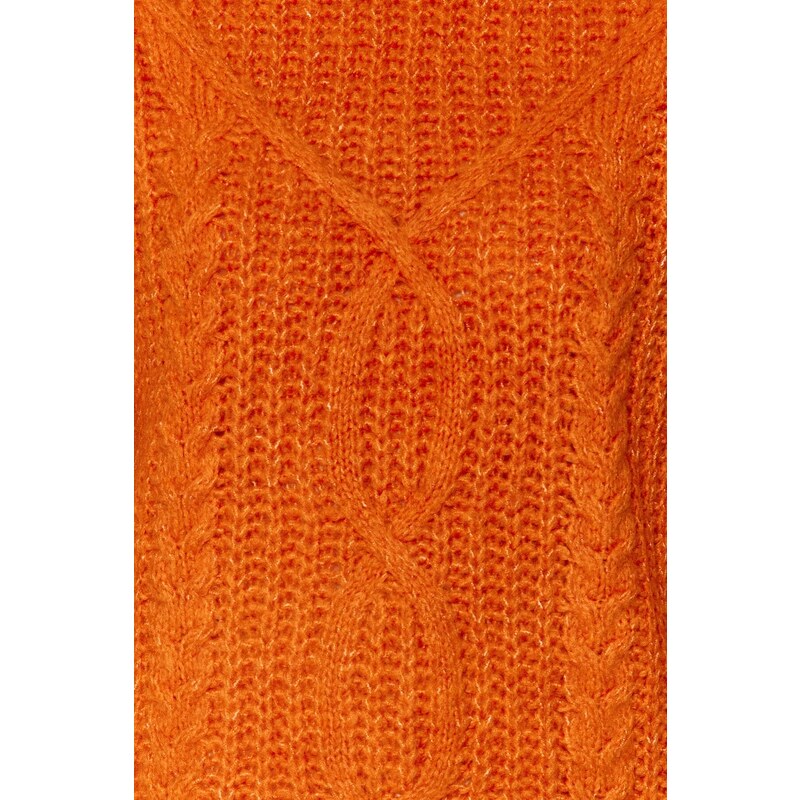Trendyol Orange Soft Textured Standing Collar Knitwear Sweater
