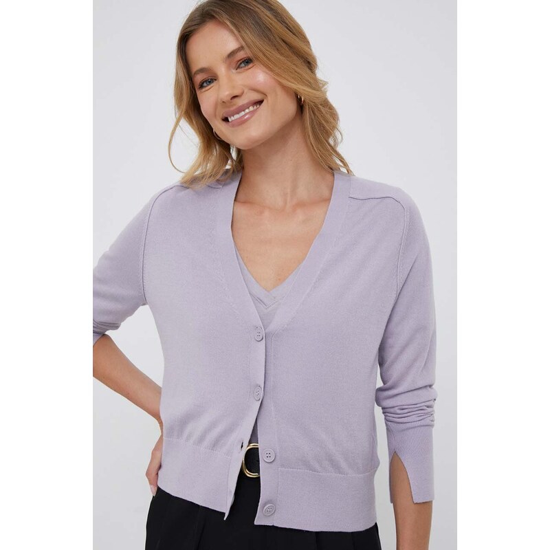 Vlněný svetr Calvin Klein dámský, fialová barva, lehký