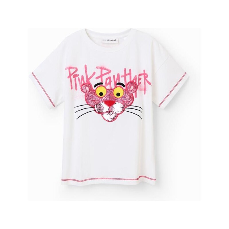 tričko Desigual Pink Panther blanco