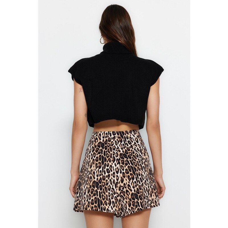 Trendyol Black Crop High Neck Pletený svetr