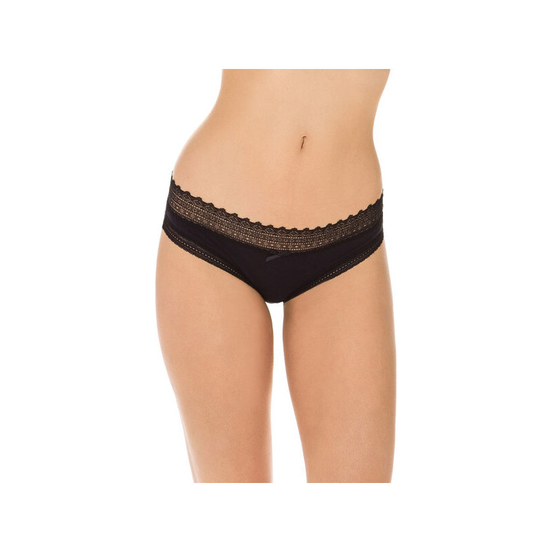 DIM SEXY FASHION SLIP 2x - Women's cotton panties with lace 2 pcs - black - white