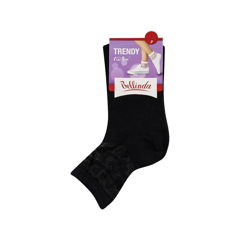 Bellinda Dámské ponožky TRENDY COTTON SOCKS - Dámské ponožky s ozdobným lemem - černá