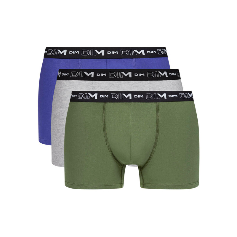 DIM COTTON STRETCH BOXER 3x - Men's boxers 3 pcs - gray - blue - green