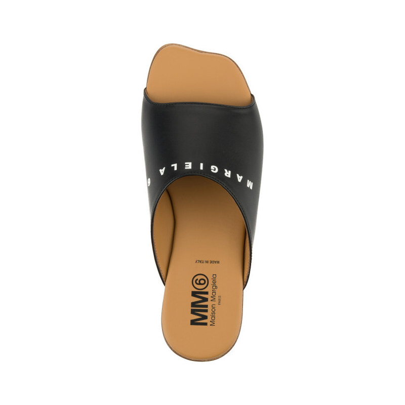 PANTOFLE MM6 CALFSKIN MULES LOGO PRINT