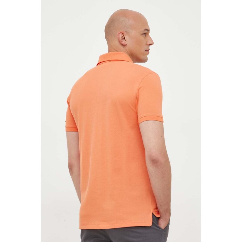 Bavlněné polo tričko Calvin Klein Jeans oranžová barva