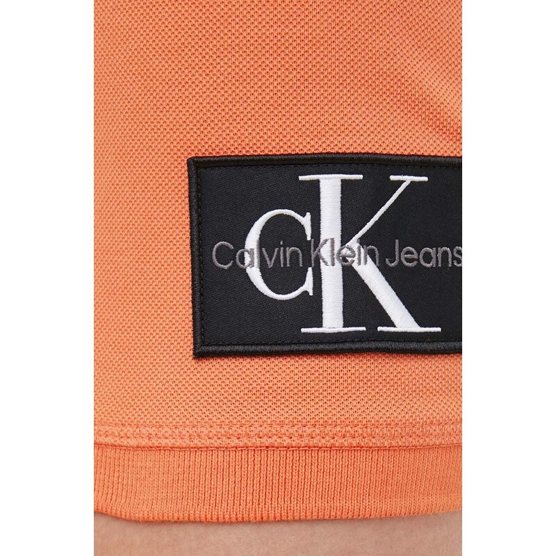 Bavlněné polo tričko Calvin Klein Jeans oranžová barva