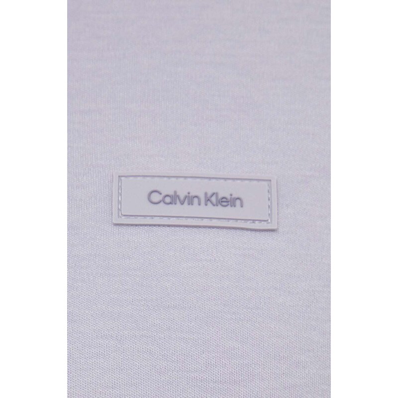 Bavlněné polo tričko Calvin Klein fialová barva