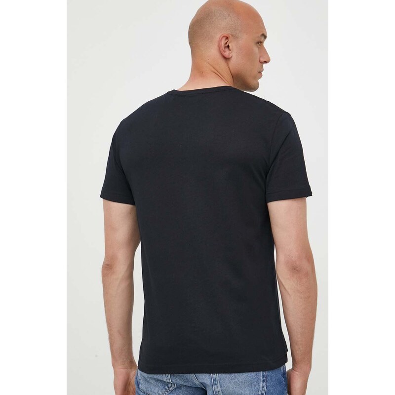 Bavlněné tričko Gant černá barva