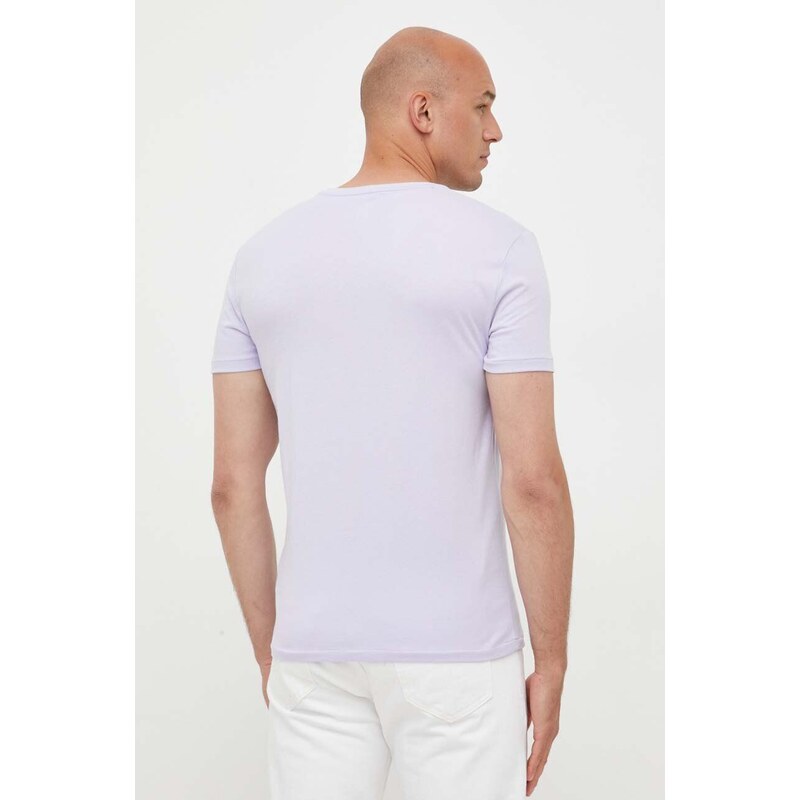Bavlněné tričko Polo Ralph Lauren fialová barva