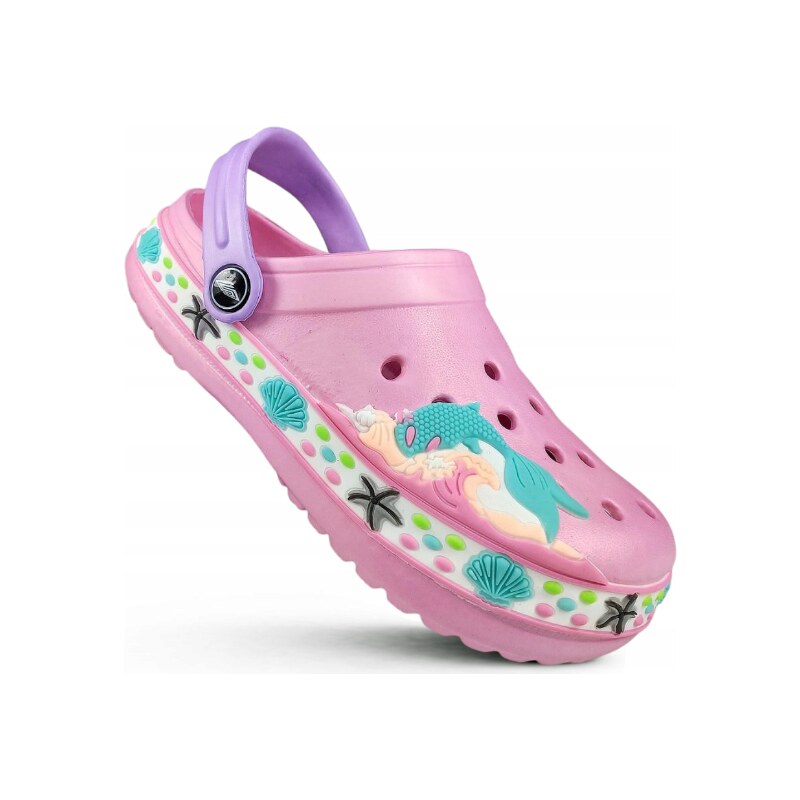 Dívčí růžové crocsy - pantofle s mořskou vílou