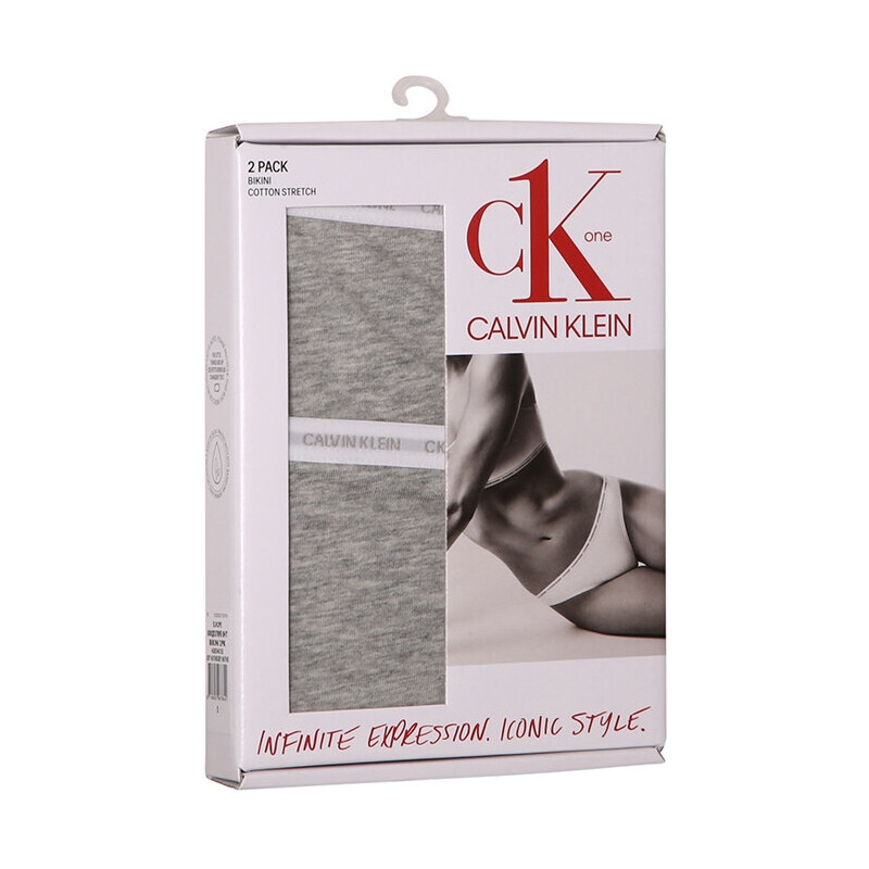 Calvin Klein 2PACK dámské kalhotky CK ONE šedé (QD3789E-8HT)