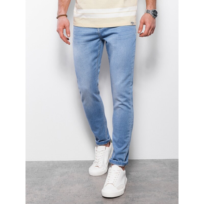 Ombre Clothing Pánské džínové kalhoty SKINNY FIT - světle modré V4 OM-PADP-0101