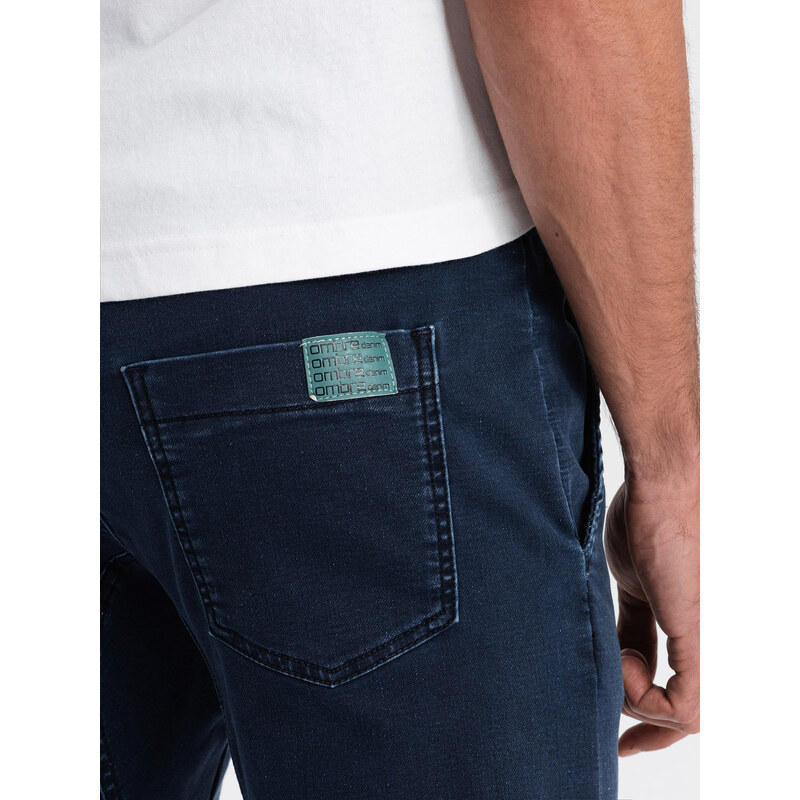 Ombre Clothing Pánské kalhoty JOGGERS s nákladní kapsou - tmavě modré V3 OM-PADJ-0112