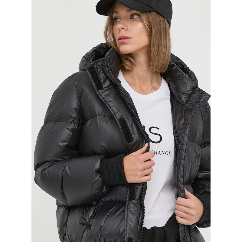 Péřová bunda Armani Exchange dámská, černá barva, zimní