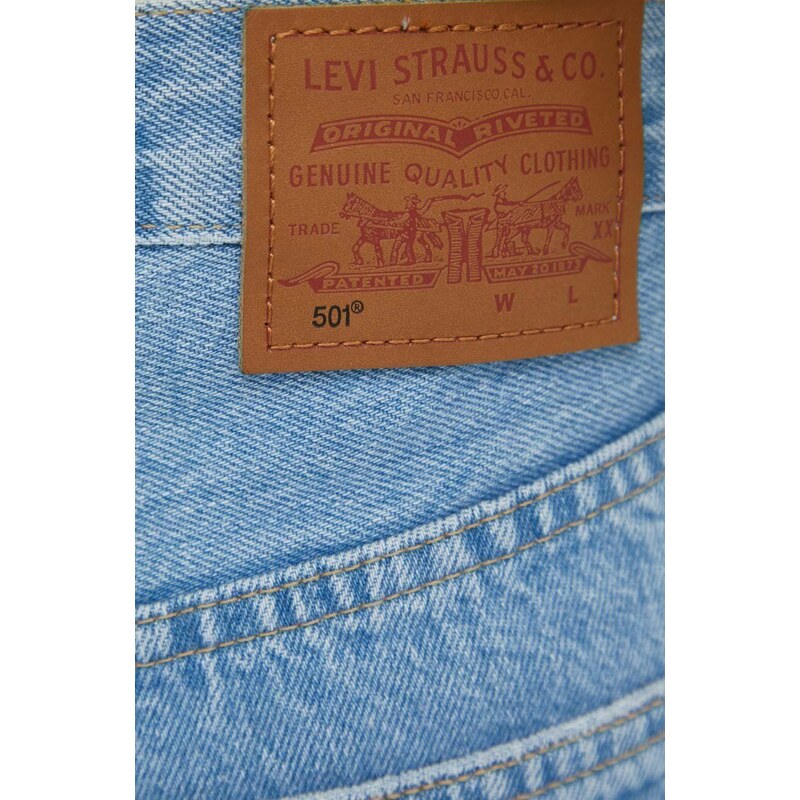 Džínové šortky Levi's 501 dámské, hladké, high waist, 56327.0086-LightIndig