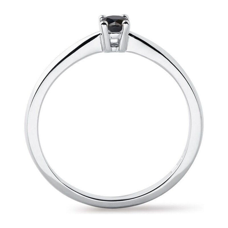Zásnubní prsten z bílého zlata s černým diamantem KLENOTA K0118022
