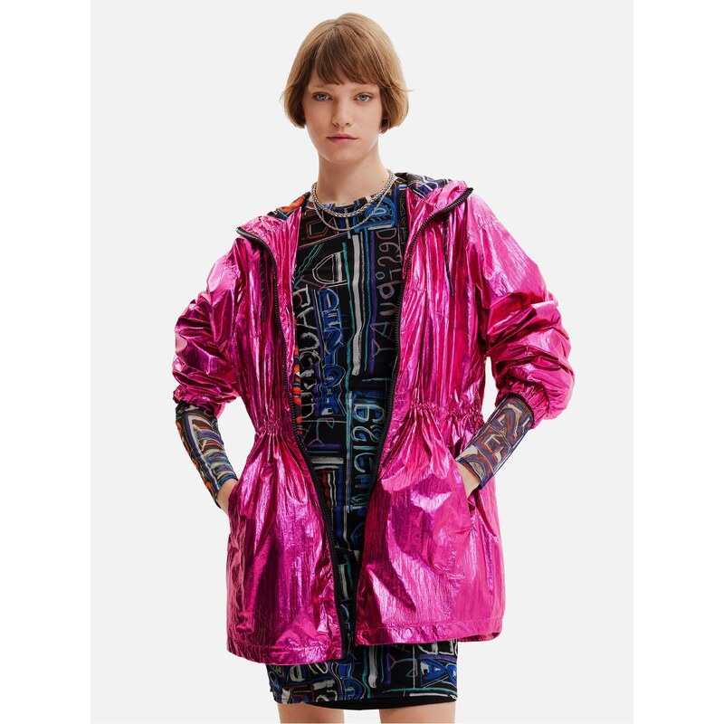 Tmavě růžová dámská metalická parka Desigual Ontario - Dámské 106954079
