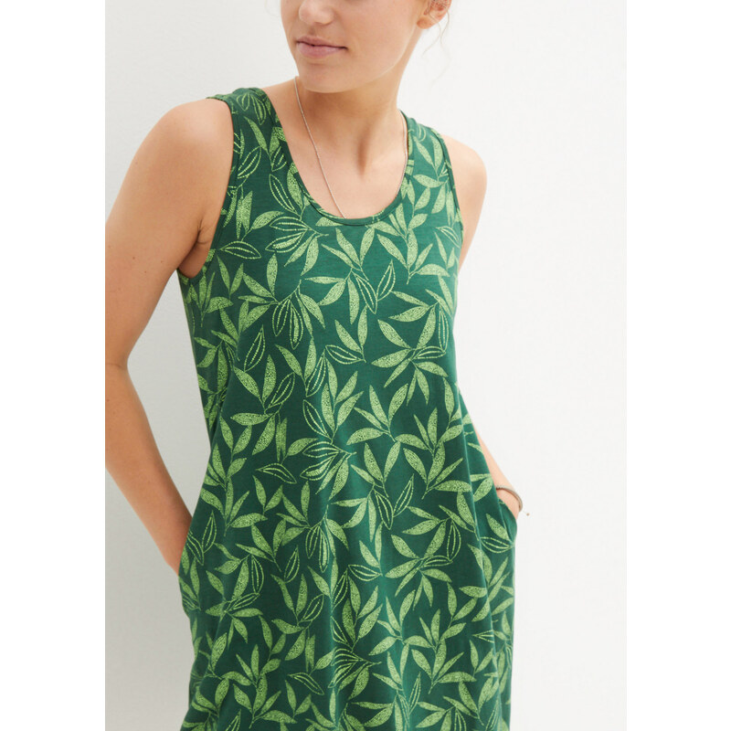 bonprix Bavlněné šaty na ramínka Zelená