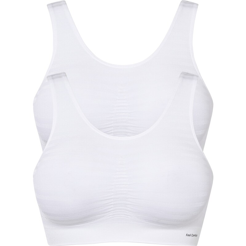 bonprix Bezešvý podprsenkový top Feel Comfort (2 ks v balení) bílá 83109745