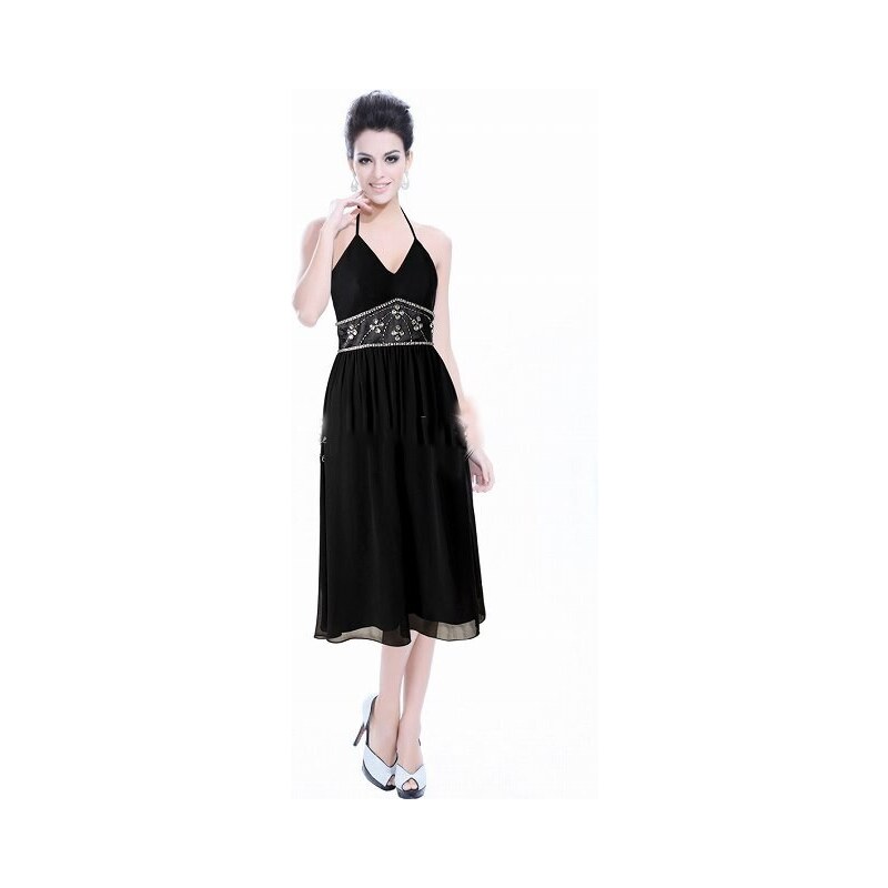 HollywoodStyle.cz krátké černé společenské šaty Bianca: Černá Šifon XL