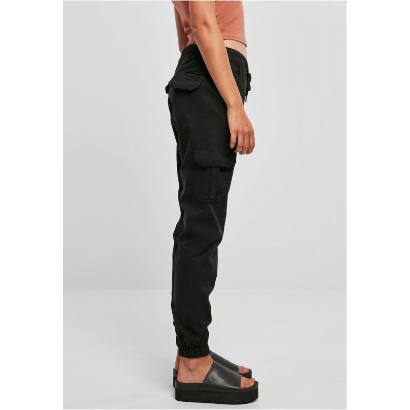URBAN CLASSICS Ladies High Waist Cargo Jogging Pants - black