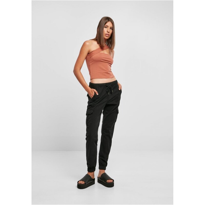 URBAN CLASSICS Ladies High Waist Cargo Jogging Pants - black