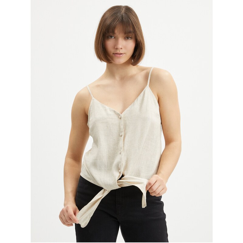 Krémový top s knoflíky Pieces Toni - Dámské 107052618