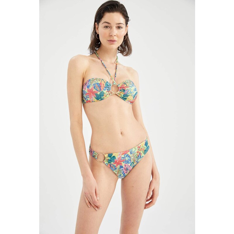 DEFACTO Fall In Love Regular Fit Tropical Patterned Bikini Bottoms