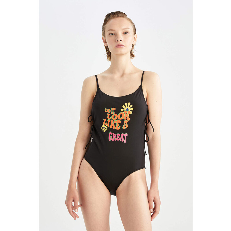 DEFACTO Regular Fit Slogan Swimsuit