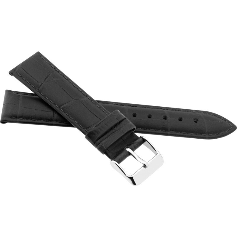 JVD Kožený unisex černý řemínek na hodinky R41701/12