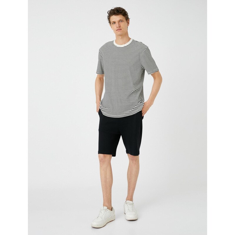 Koton Basic Bermuda Shorts with Lace-Up Waist, Pocket Detailed Slim Fit.