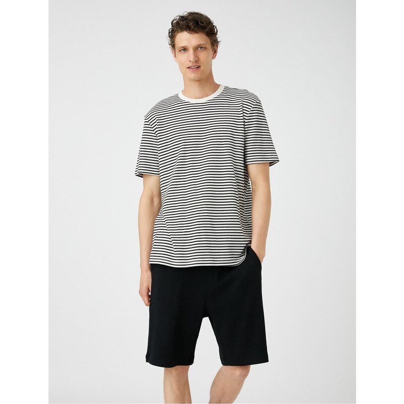 Koton Basic Bermuda Shorts with Lace-Up Waist, Pocket Detailed Slim Fit.