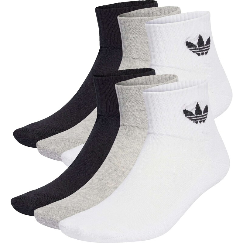 ADIDAS ORIGINALS Ponožky Mid Ankle 6 Pairs šedý melír / černá /