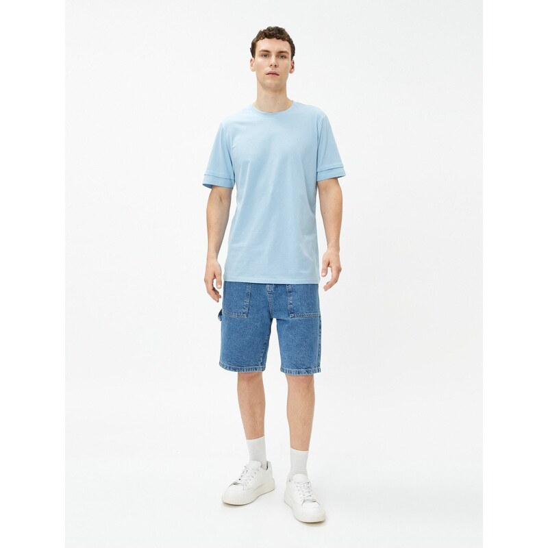 Koton Basic T-Shirt Crew Neck Sleeve Detailed