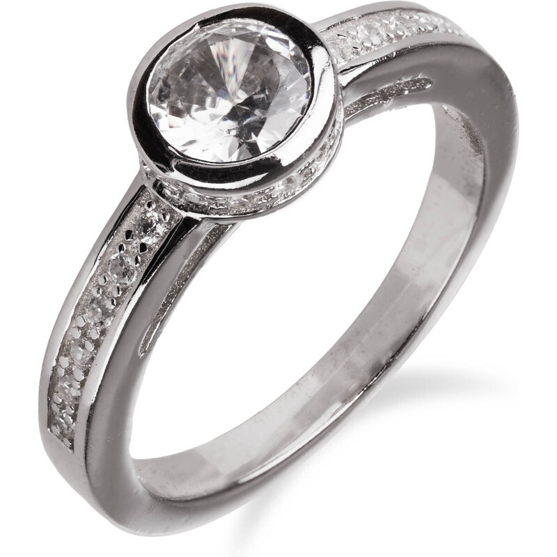 Jemný stříbrný prsten s kulatým zirkonem - Meucci SS332R