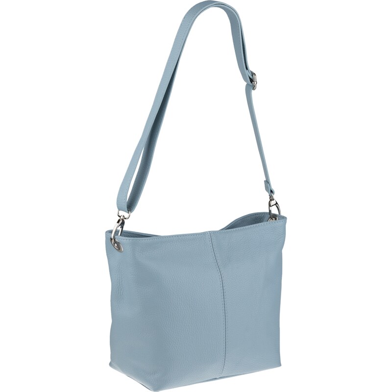 Modrá kožená italská crossbody kabelka Prisca Azzuro Chiaro