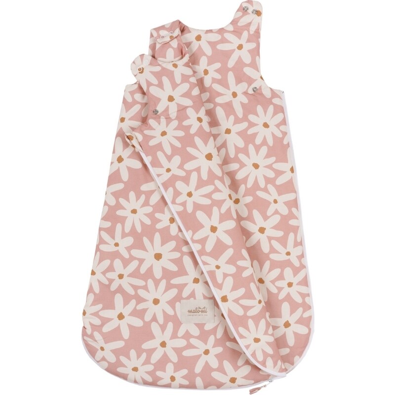 Malomi Kids Růžový bavlněný dětský spací pytel Blush Daisies 85 cm