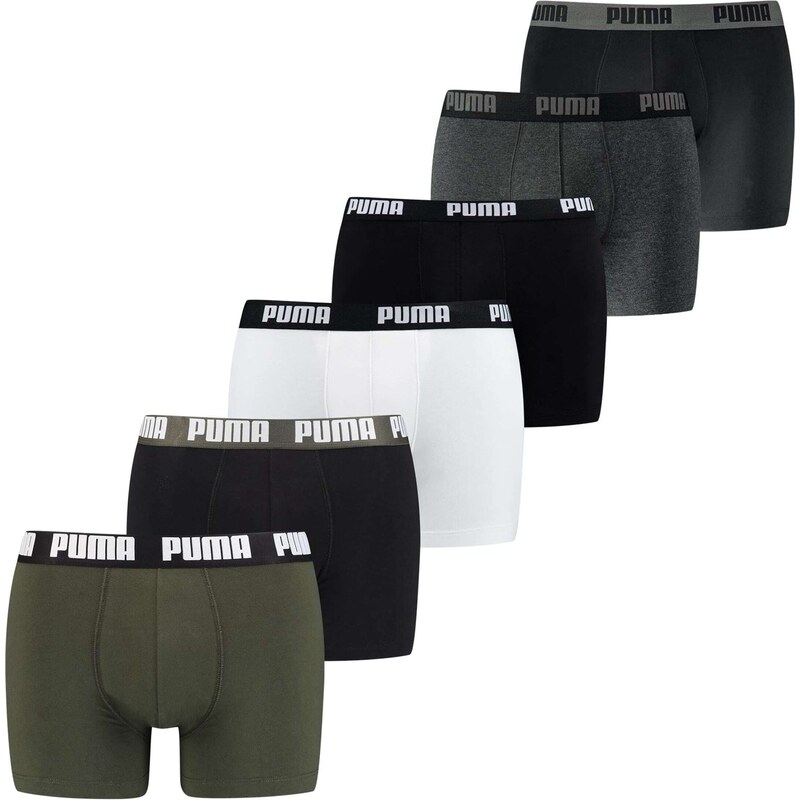PUMA Boxerky šedá / zelená / černá / offwhite