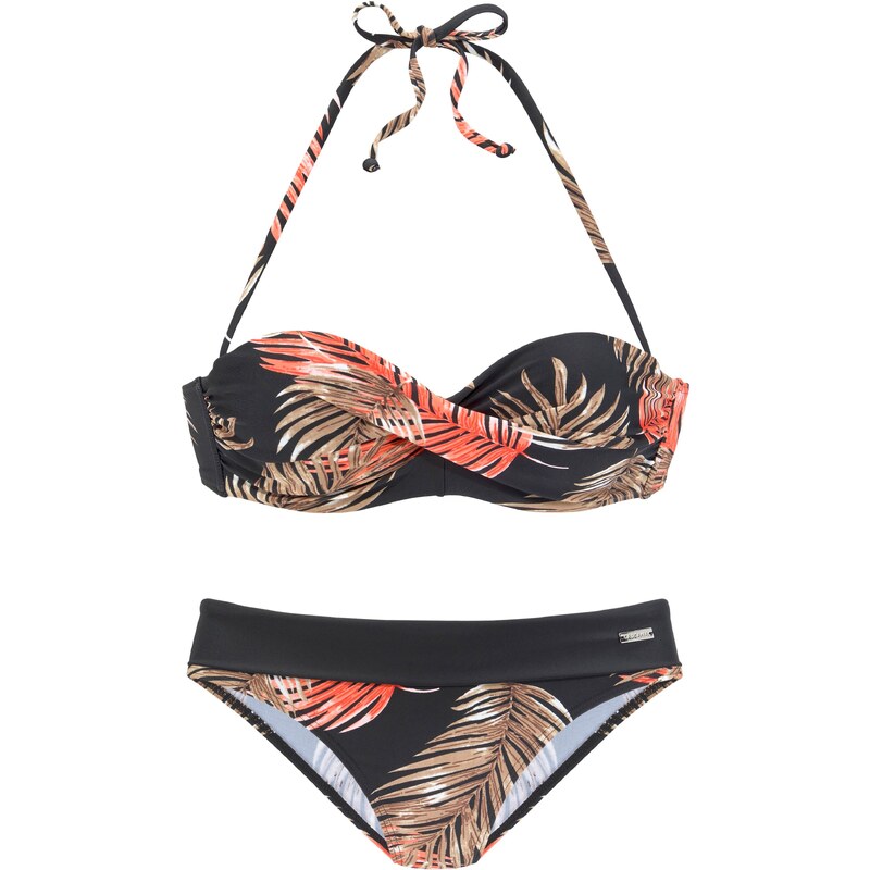 LASCANA Bikiny béžová / oranžová / černá / bílá