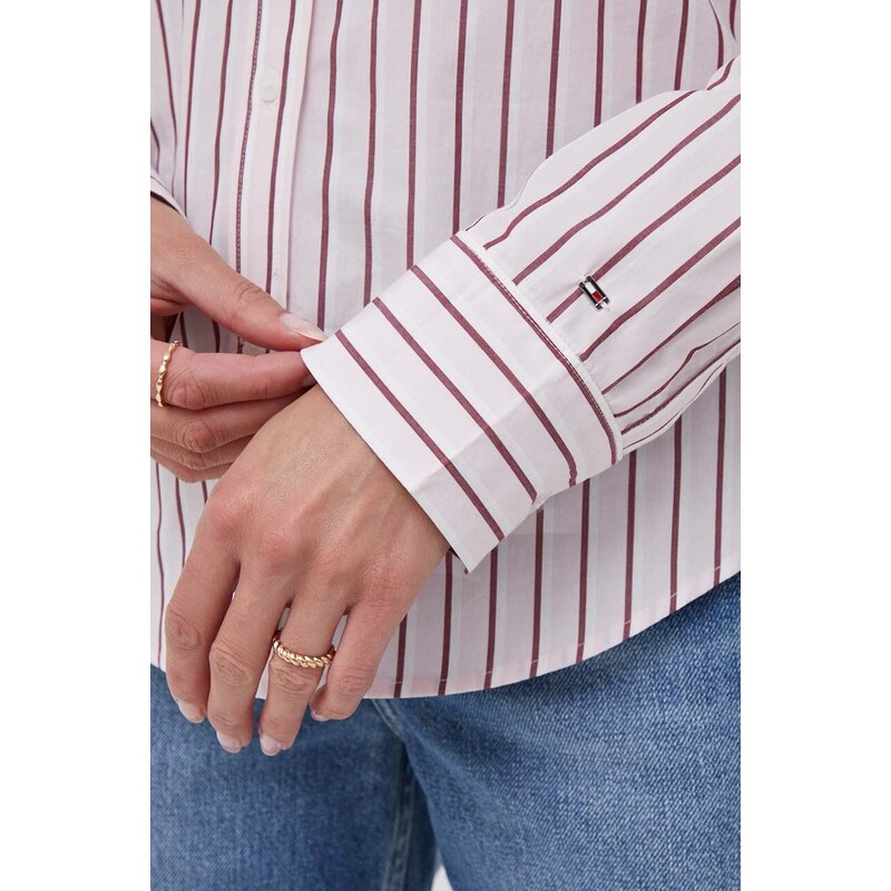Košile Tommy Hilfiger růžová barva, regular, s klasickým límcem