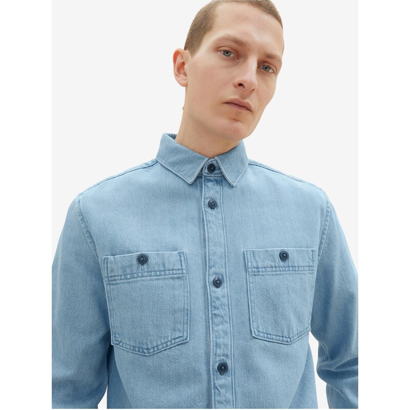 Světle modrá pánská svrchní džínová košile Tom Tailor - Pánské