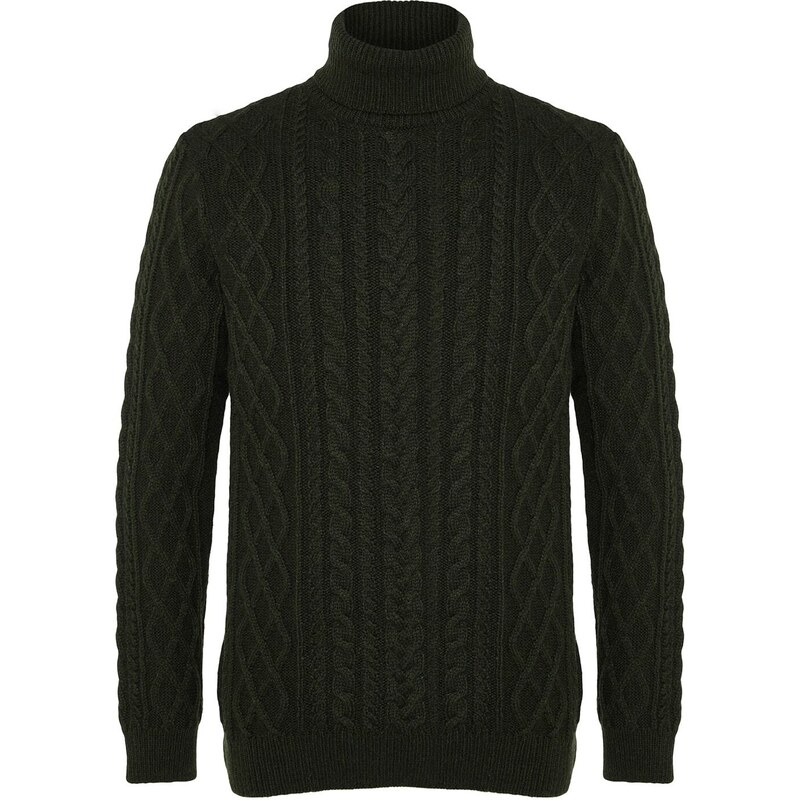 Trendyol Khaki Men's Slim Fit Turtleneck Hair Knit Knitwear Sweater