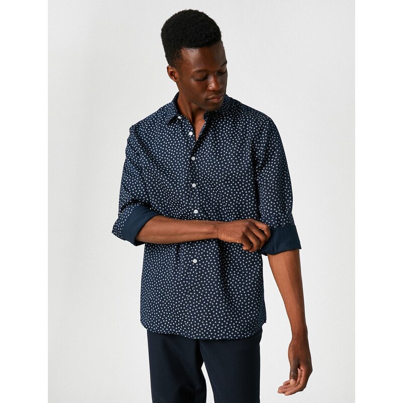 Koton Slim Fit Micro Patterned Shirt Non Iron