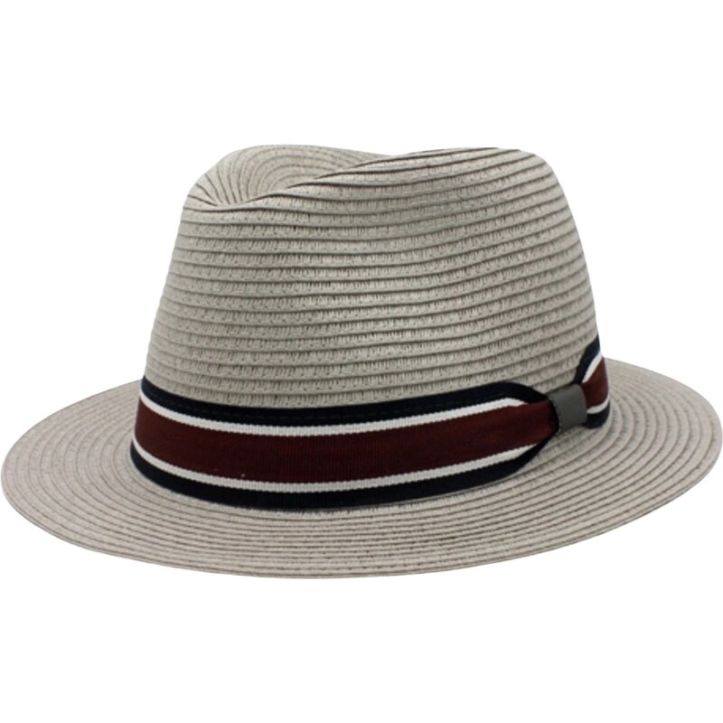 Letní šedý fedora klobouk od Fiebig - Traveller Toyo - modrý
